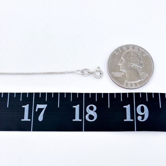 Vintage Italy Sterling Silver 925 1mm Box Chain Necklace 18.25" - Picture 2 of 3